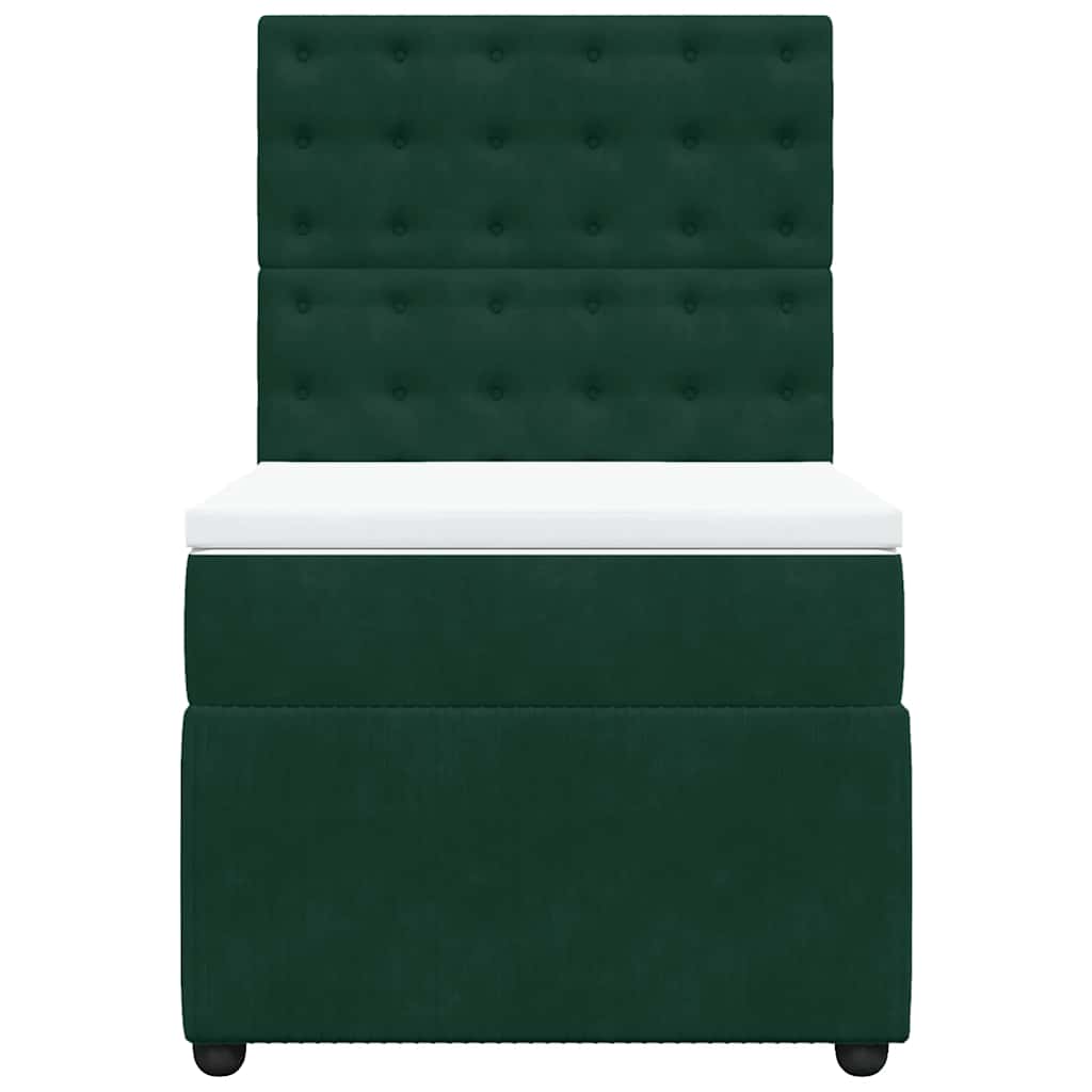 kontinentalseng med madras 90x200 cm fløjl mørkegrøn