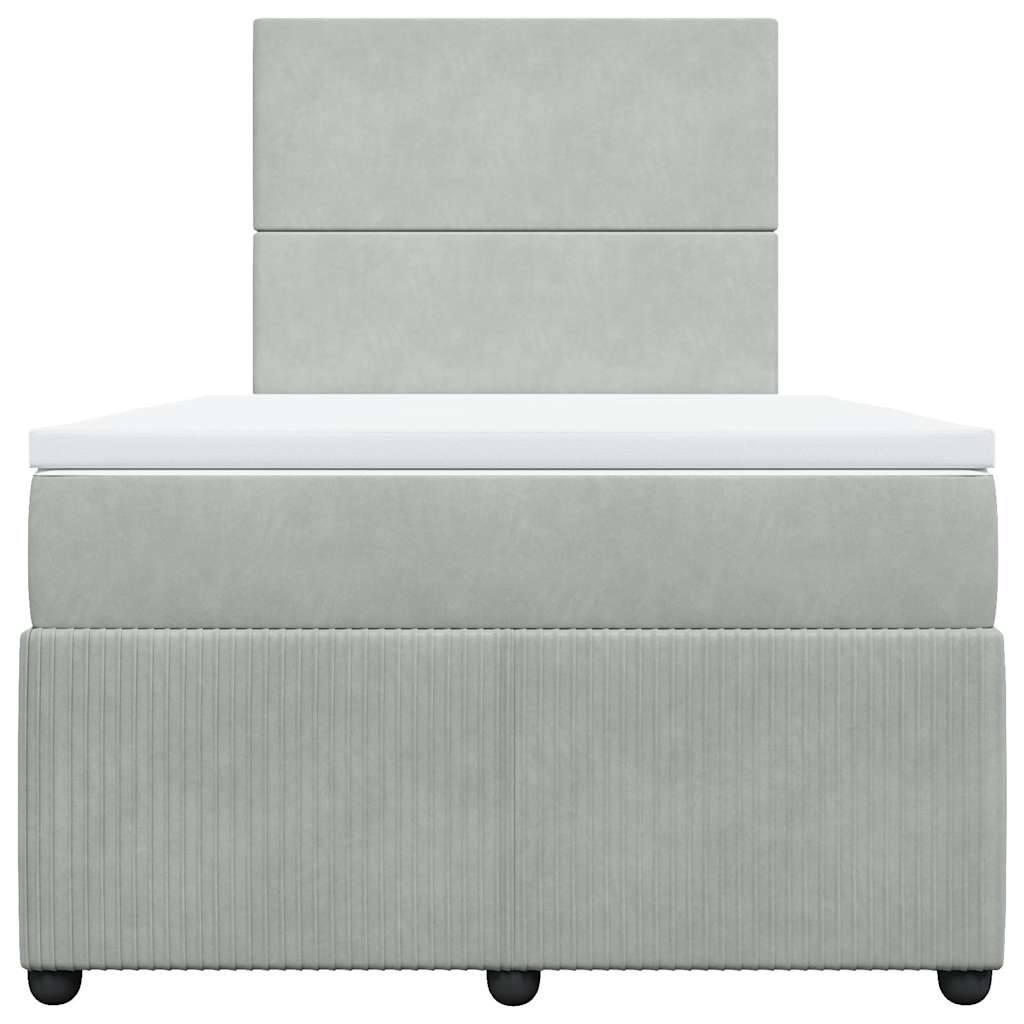 kontinentalseng med madras 120x190 cm velour lysegrå