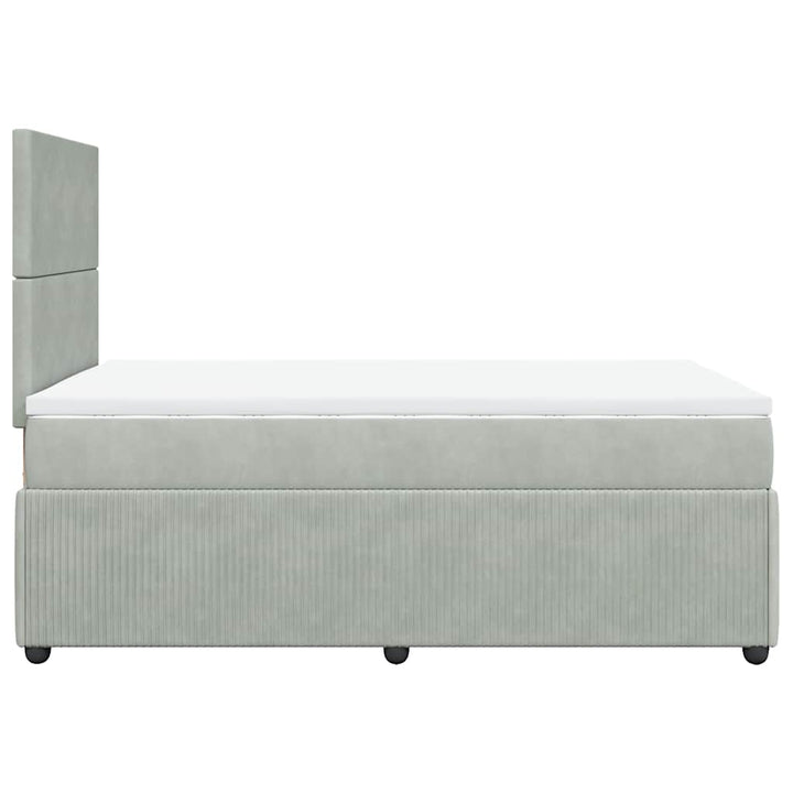 kontinentalseng med madras 120x190 cm velour lysegrå
