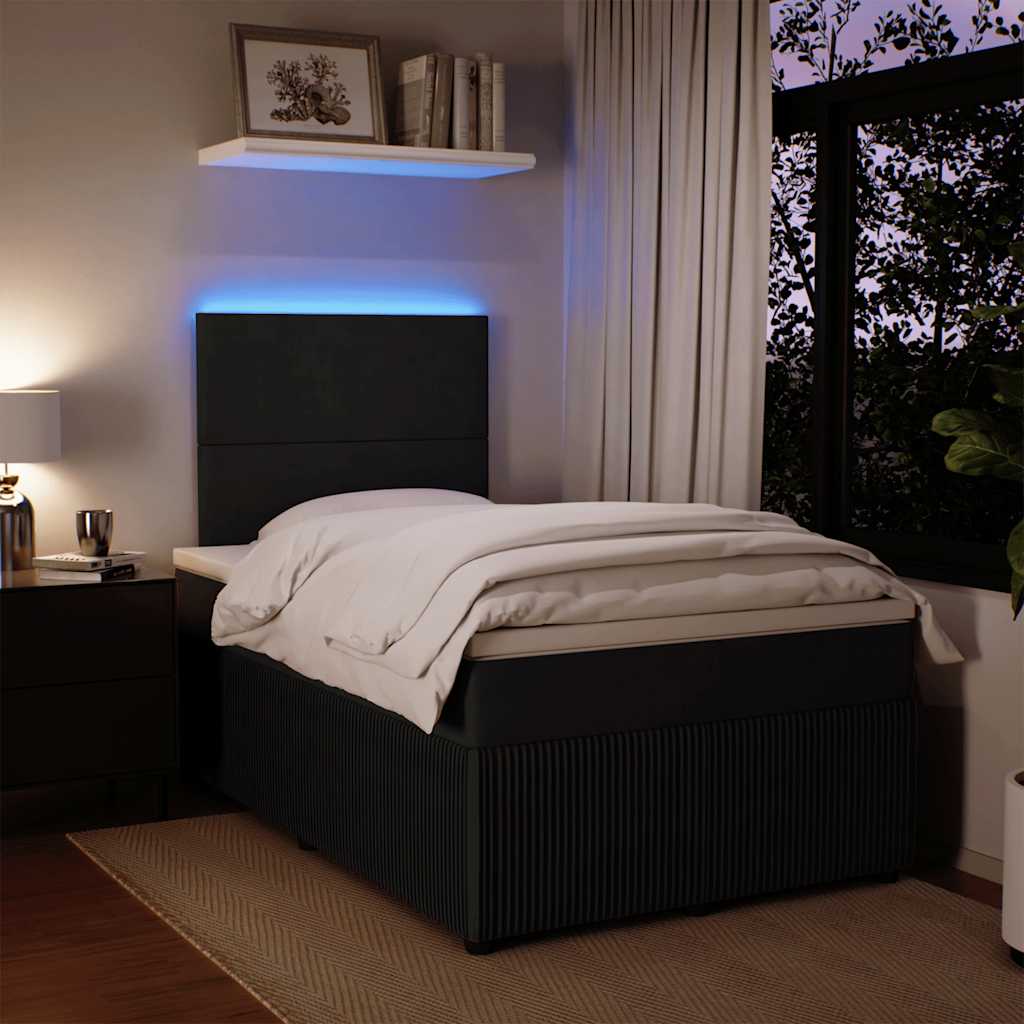 kontinentalseng med madras 120x190 cm velour sort