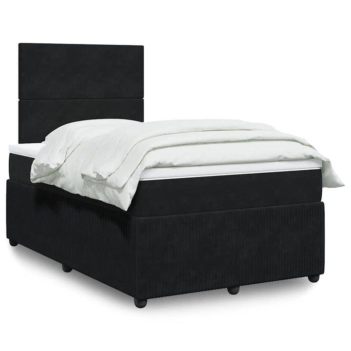kontinentalseng med madras 120x190 cm velour sort