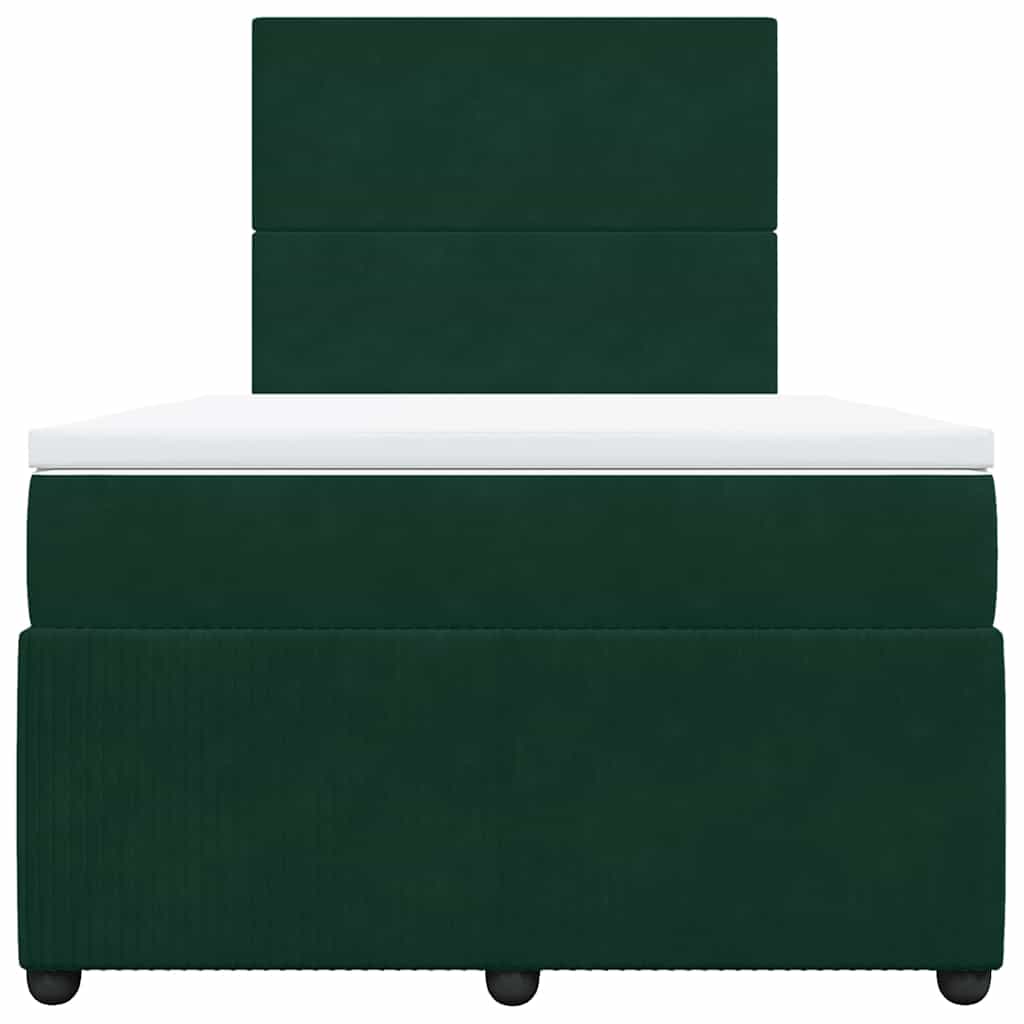 kontinentalseng med madras 120x190 cm velour mørkegrøn