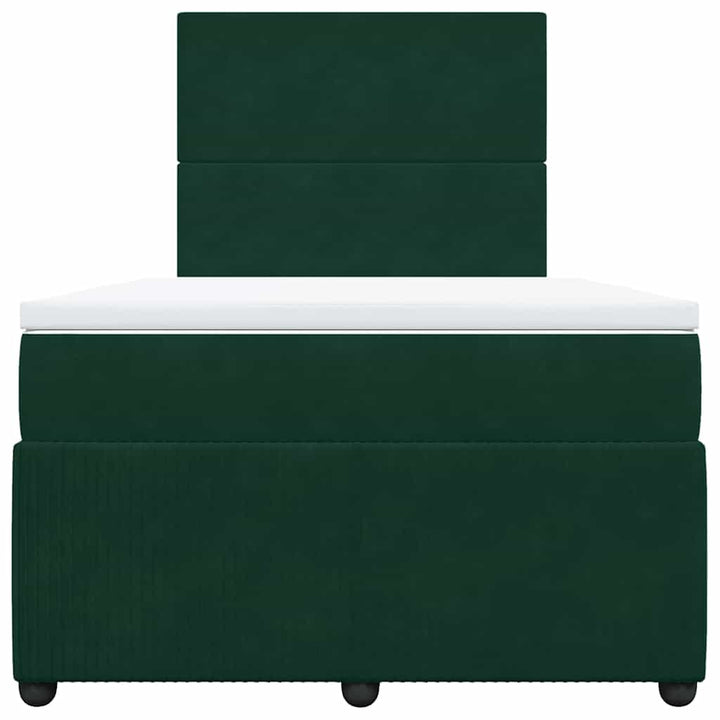 kontinentalseng med madras 120x190 cm velour mørkegrøn