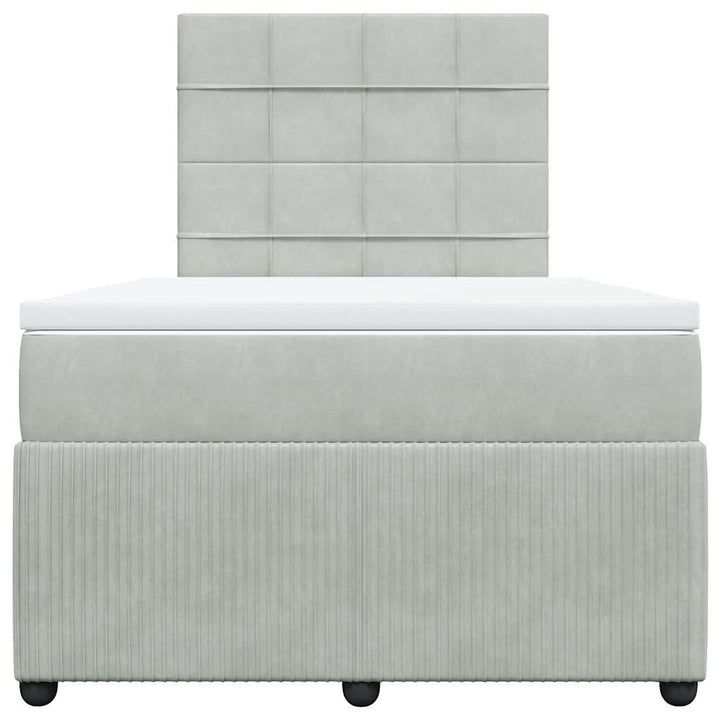 kontinentalseng med madras 120x190 cm velour lysegrå