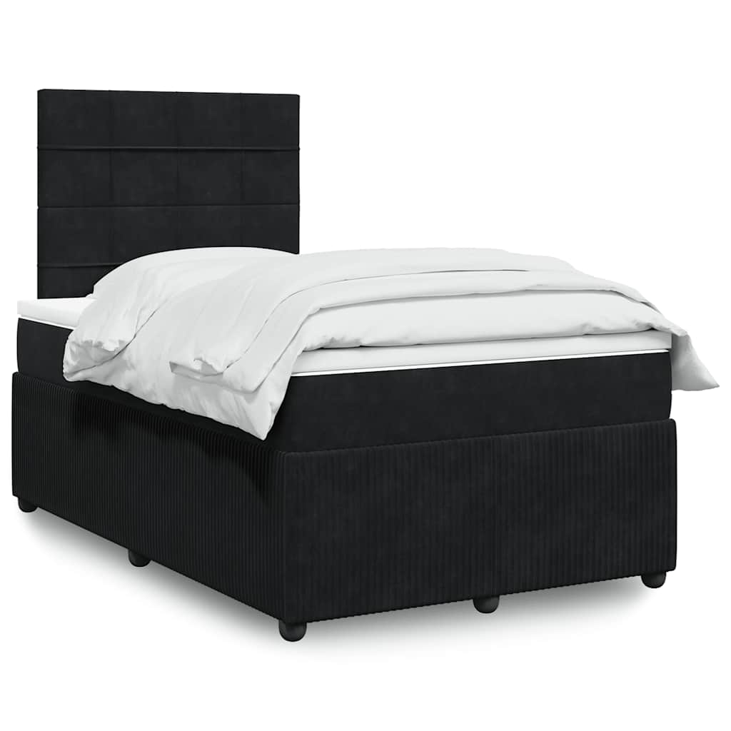 kontinentalseng med madras 120x190 cm velour sort