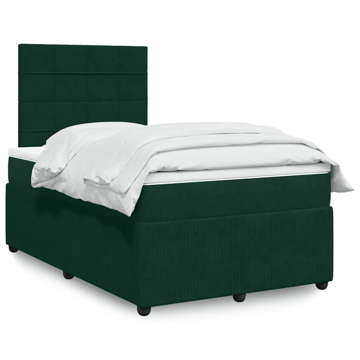 kontinentalseng med madras 120x190 cm velour mørkegrøn