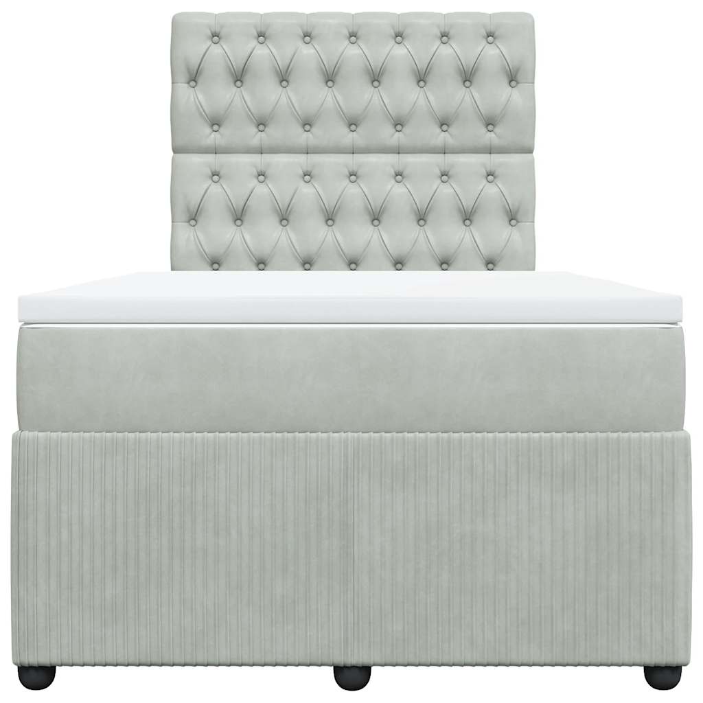 kontinentalseng med madras 120x190 cm velour lysegrå