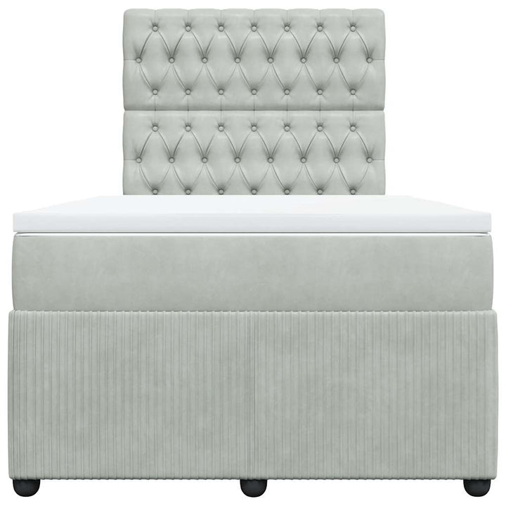 kontinentalseng med madras 120x190 cm velour lysegrå