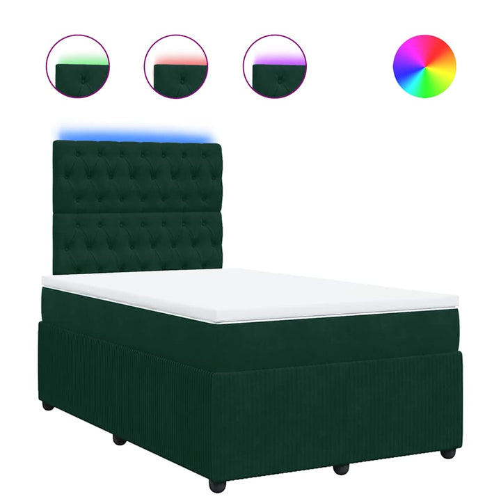 kontinentalseng med madras 120x190 cm velour mørkegrøn