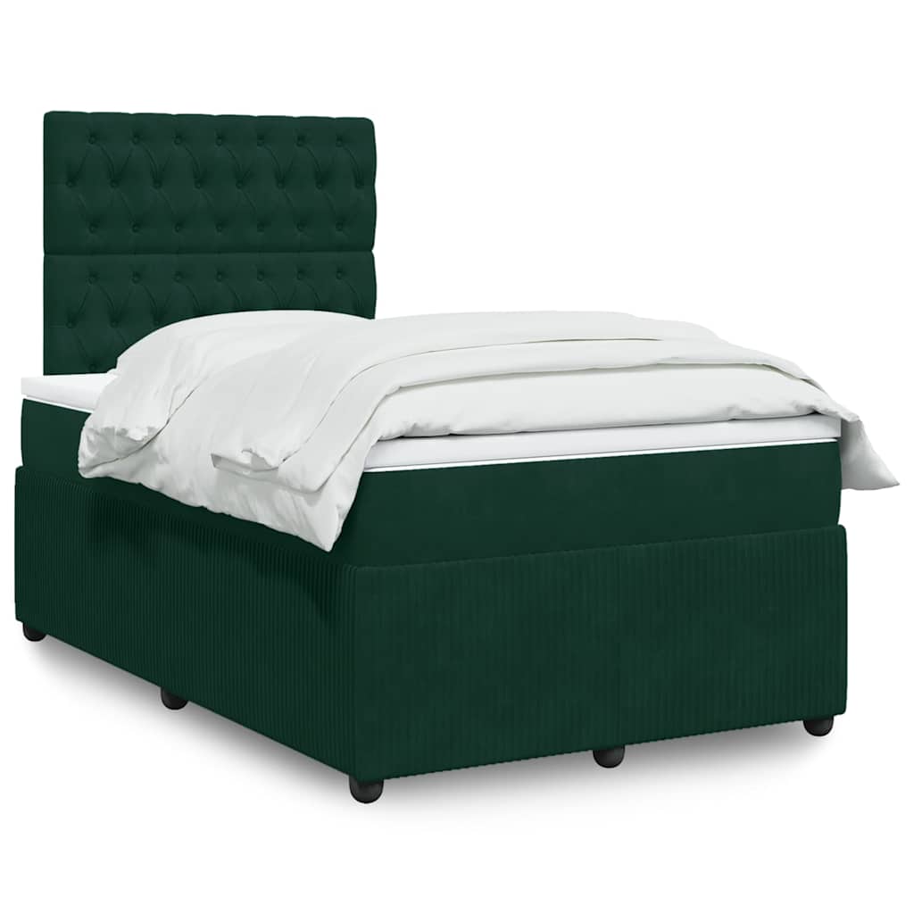 kontinentalseng med madras 120x190 cm velour mørkegrøn