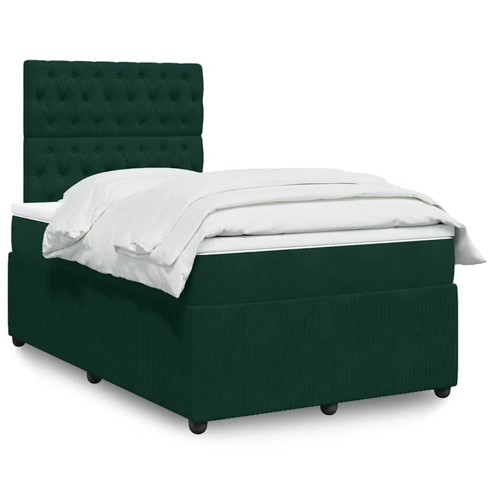 kontinentalseng med madras 120x190 cm velour mørkegrøn