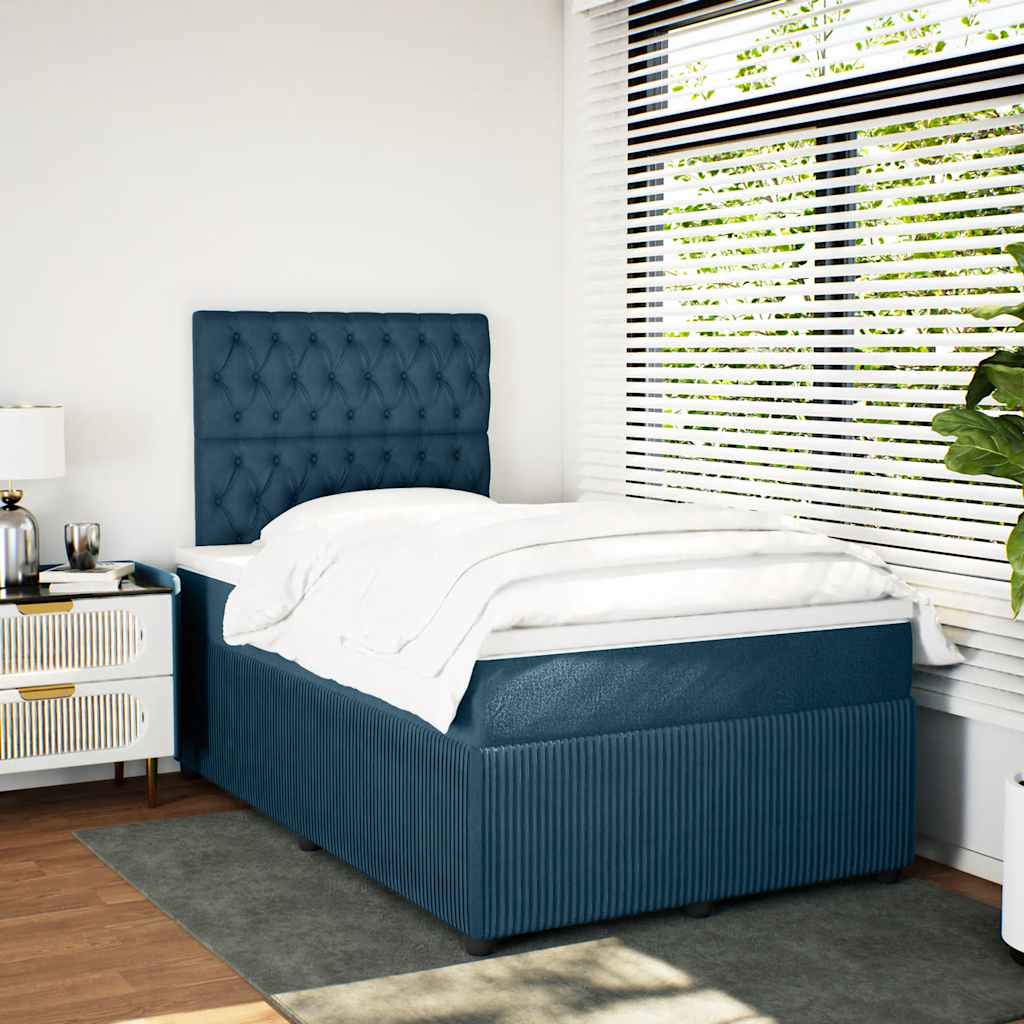 kontinentalseng med madras 120x190 cm velour blå