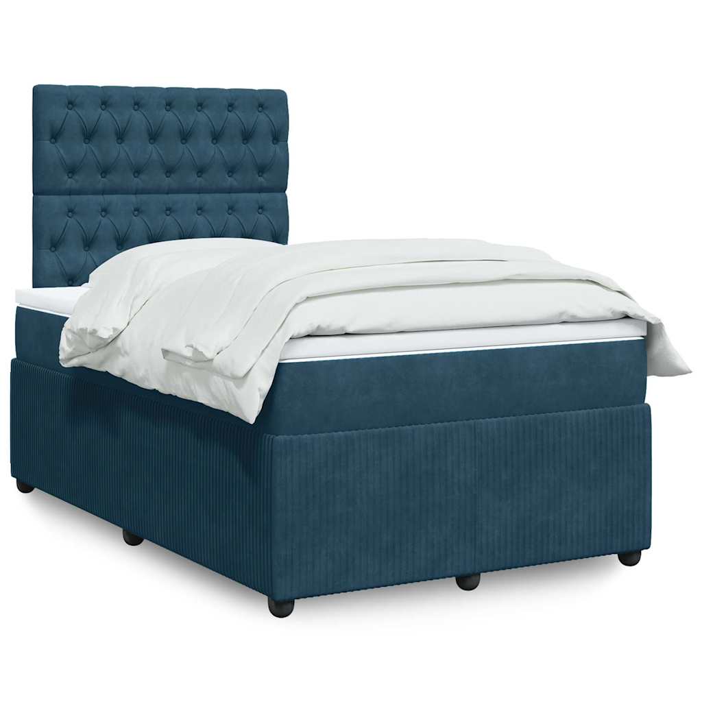 kontinentalseng med madras 120x190 cm velour blå