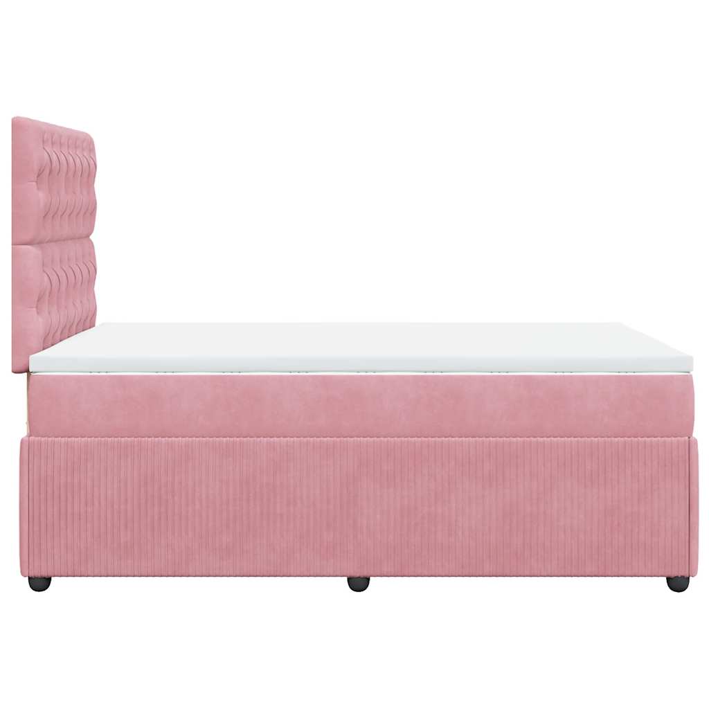 kontinentalseng med madras 120x190 cm velour lyserød