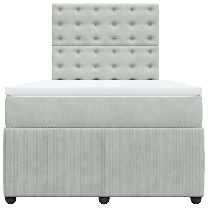 kontinentalseng med madras 120x190 cm velour lysegrå
