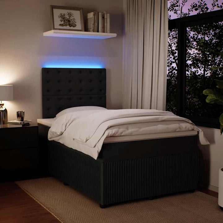 kontinentalseng med madras 120x190 cm velour sort
