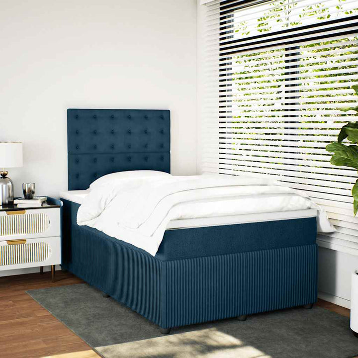 kontinentalseng med madras 120x190 cm velour blå