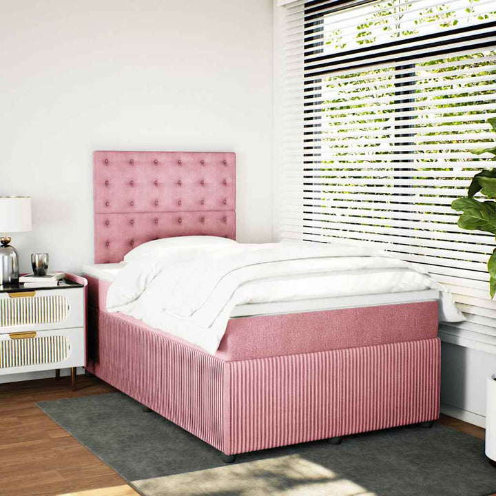 kontinentalseng med madras 120x190 cm velour lyserød