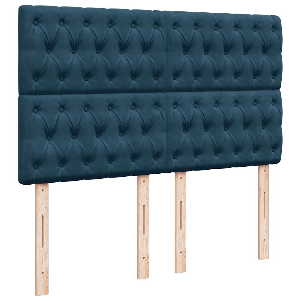 kontinentalseng med madras 140x190 cm fløjl blå