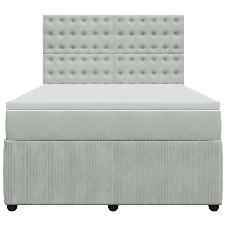 kontinentalseng med madras 140x190 fløjl lysegrå