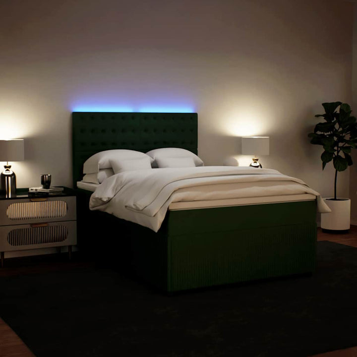 kontinentalseng med madras 140x190 cm fløjl mørkegrøn