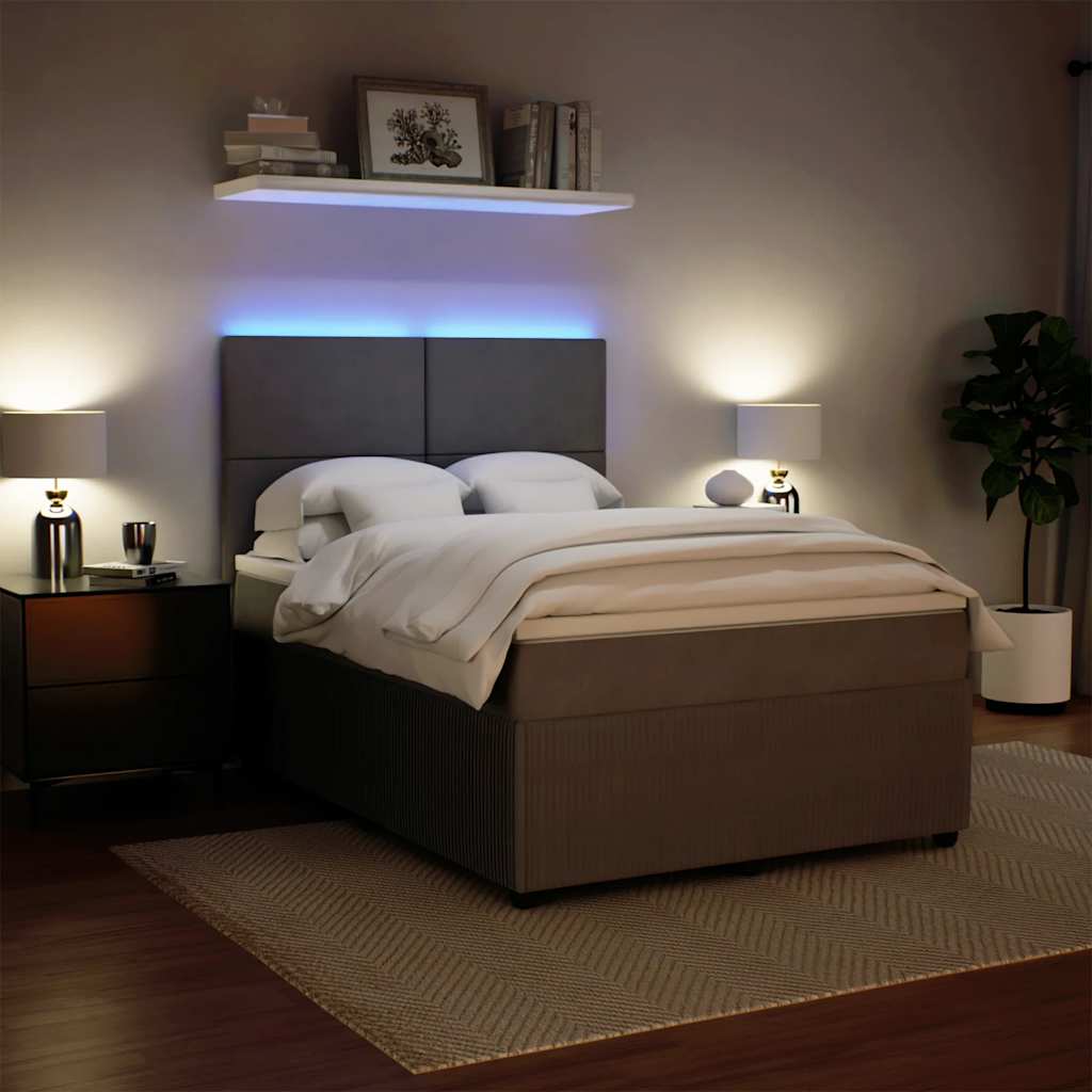 kontinentalseng med madras 140x200 cm fløjl lysegrå