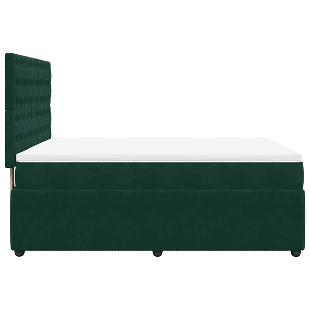 kontinentalseng med madras 140x200 cm fløjl mørkegrøn