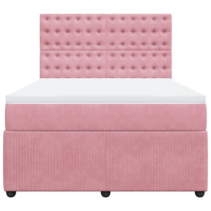 kontinentalseng med madras 140x200 cm fløjl lyserød