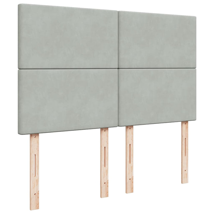 kontinentalseng med madras 160x200 cm fløjl lysegrå