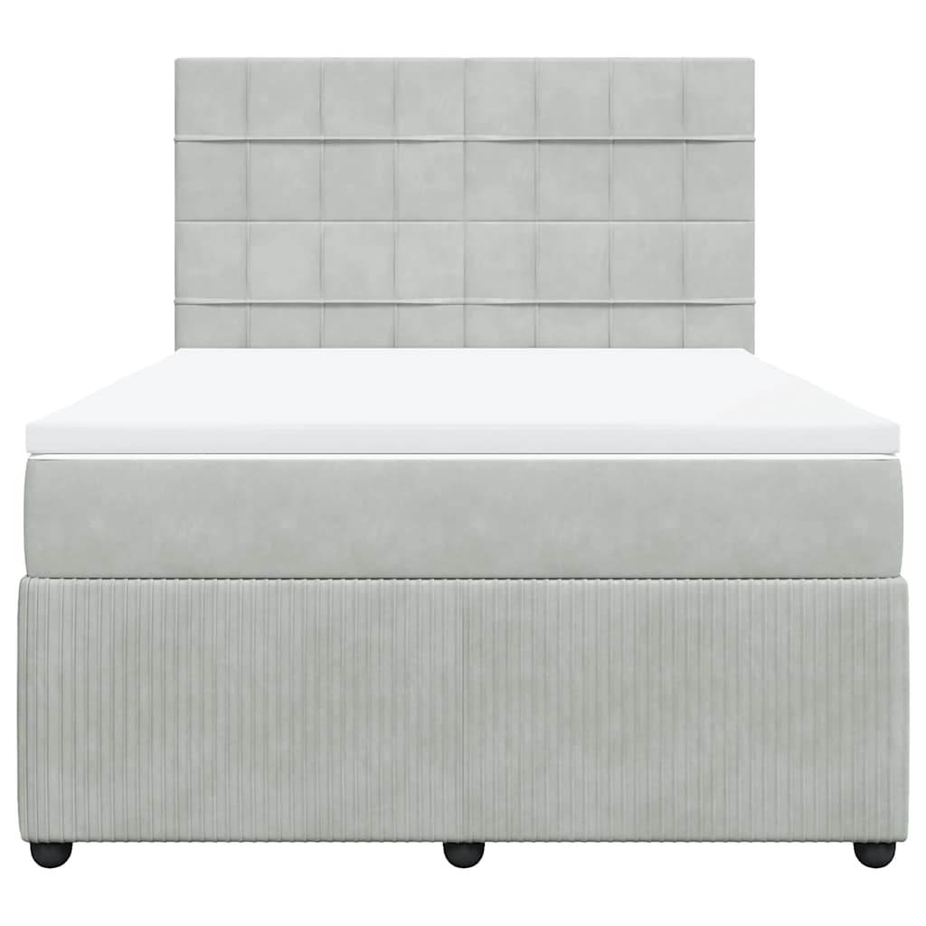 kontinentalseng med madras 160x200 cm fløjl lysegrå