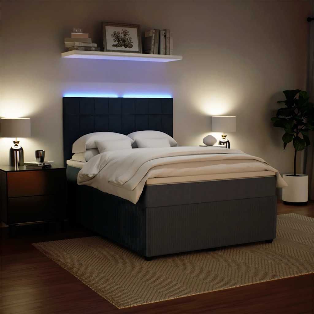 kontinentalseng med madras 160x200 cm fløjl mørkegrå