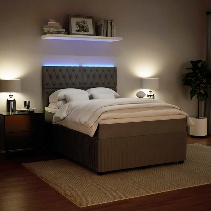 kontinentalseng med madras 160x200 cm fløjl lysegrå