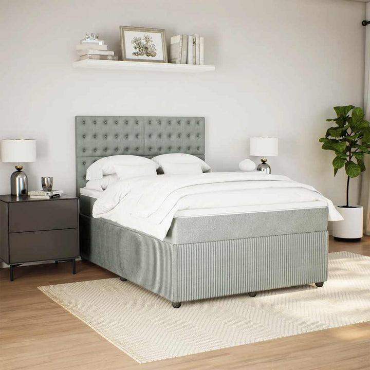 kontinentalseng med madras 160x200 cm fløjl lysegrå