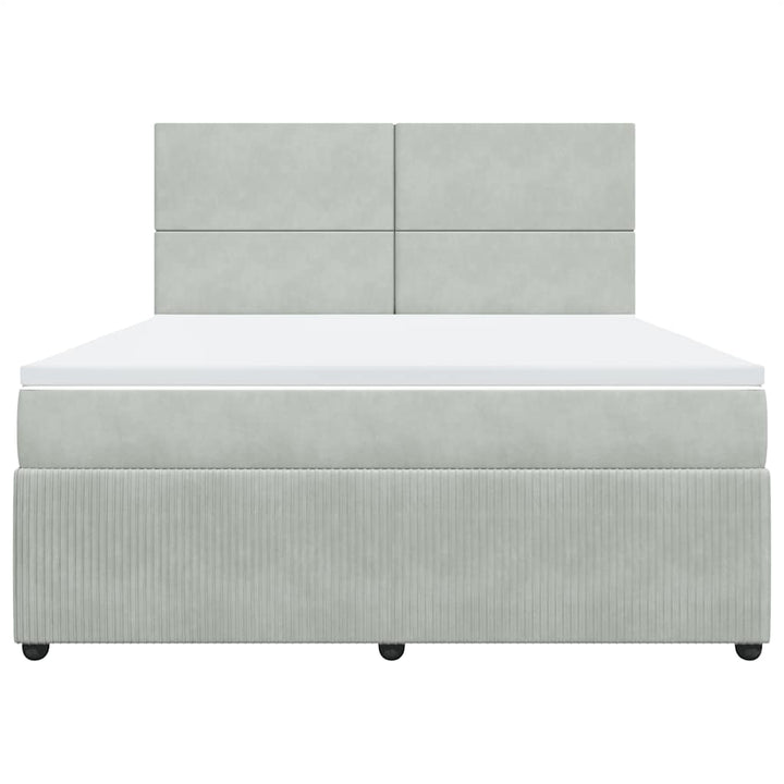 kontinentalseng med madras 180x200 cm fløjl lysegrå