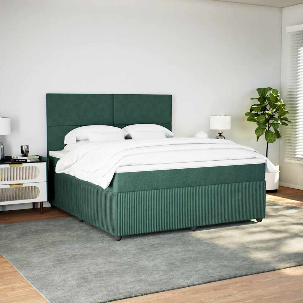 kontinentalseng med madras 180x200 cm fløjl mørkegrøn