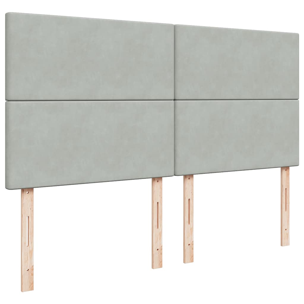 kontinentalseng med madras 200x200 cm fløjl lysegrå