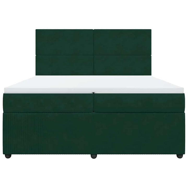 kontinentalseng med madras 200x200 cm fløjl mørkegrøn