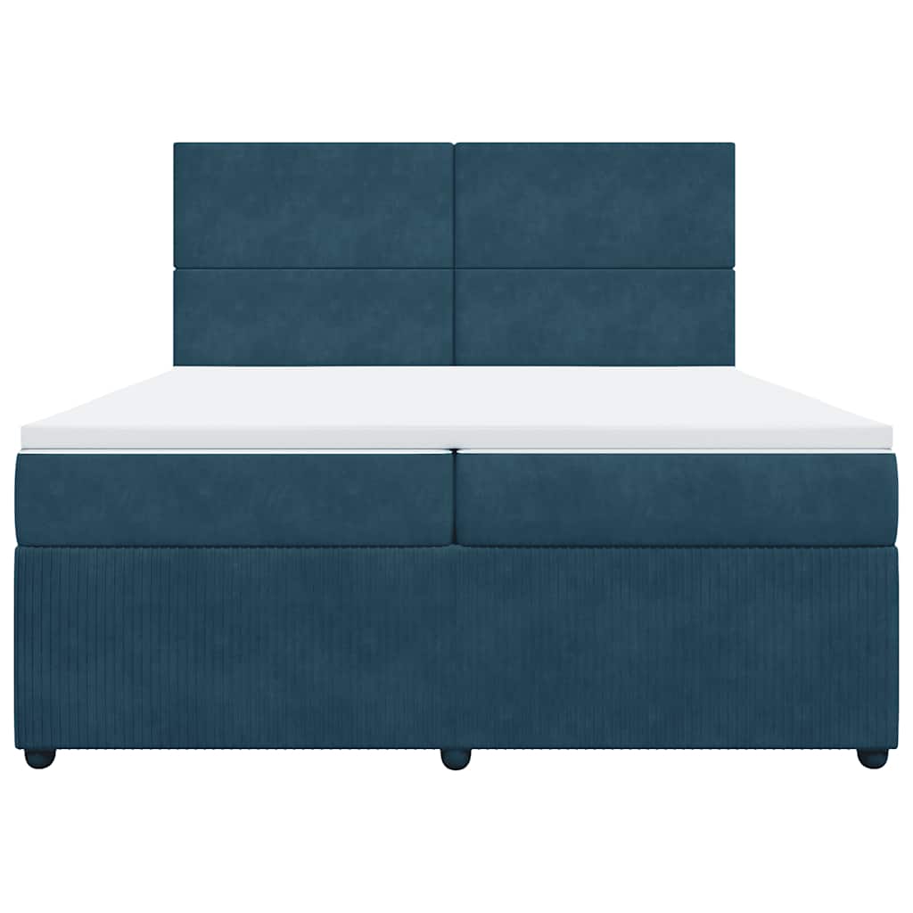 kontinentalseng med madras 200x200 cm fløjl blå
