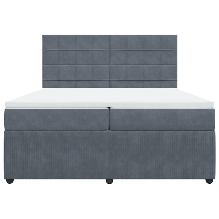 kontinentalseng med madras 200x200 cm fløjl mørkegrå