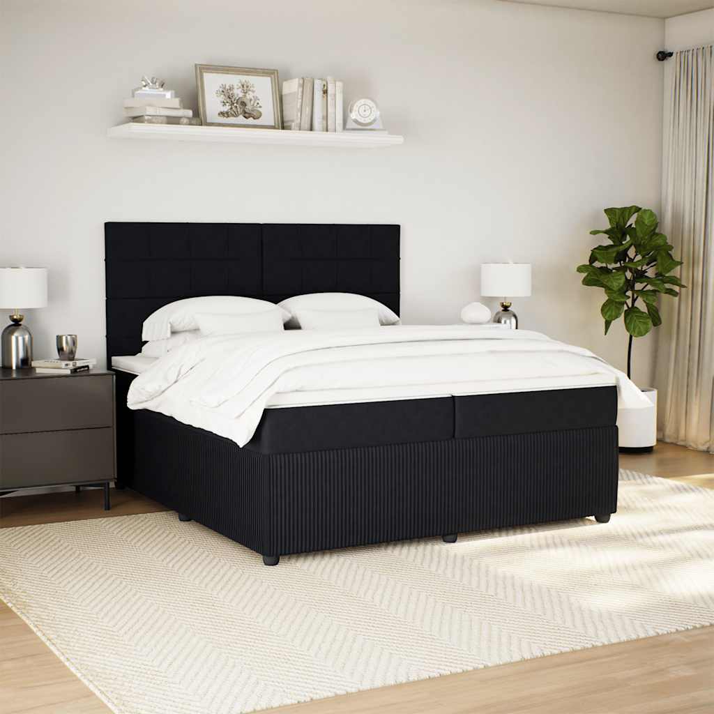kontinentalseng med madras 200x200 cm fløjl sort