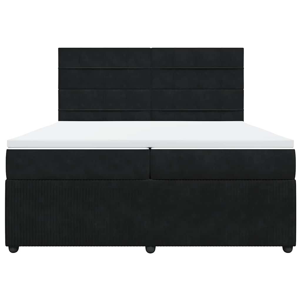kontinentalseng med madras 200x200 cm fløjl sort