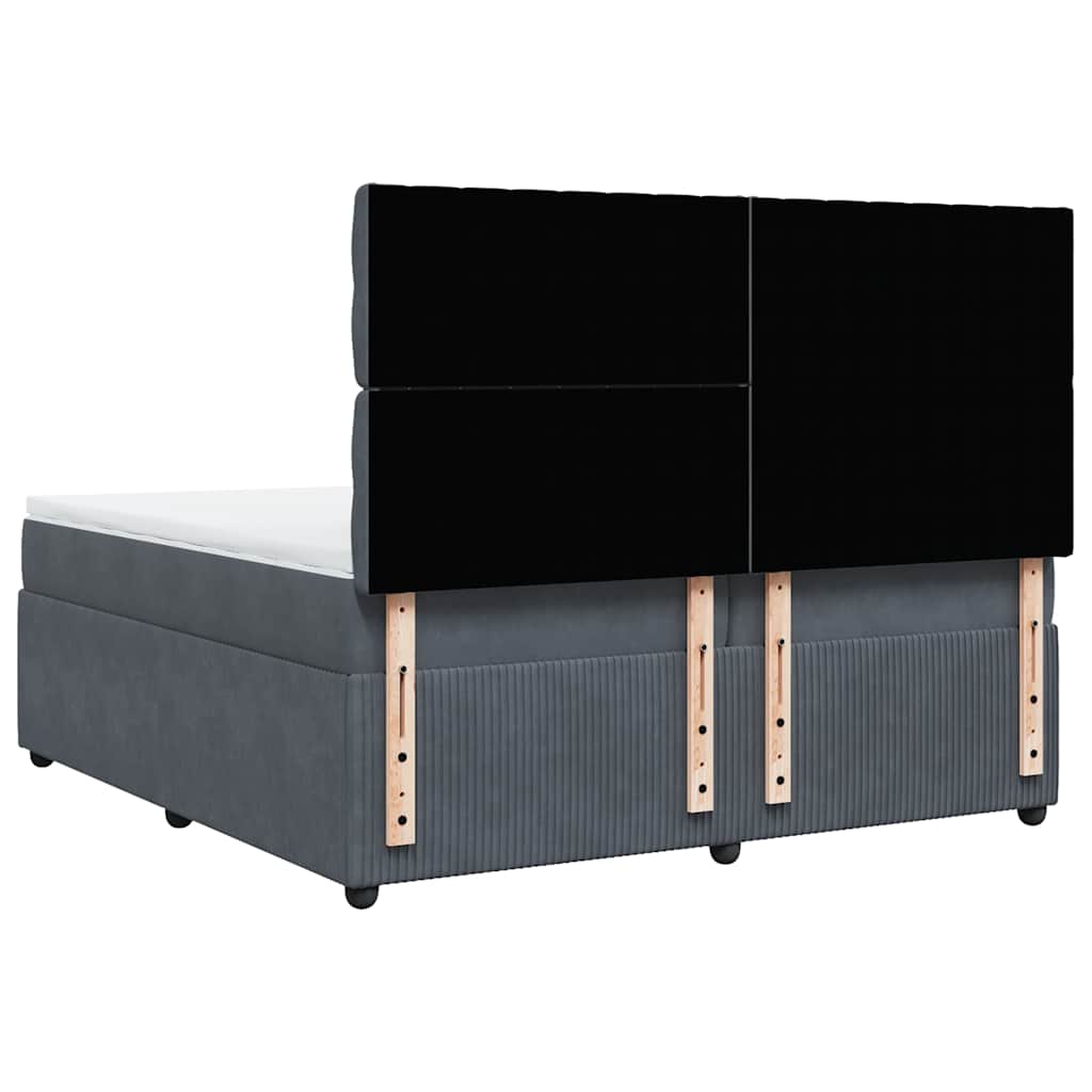 kontinentalseng med madras 200x200 cm fløjl mørkegrå