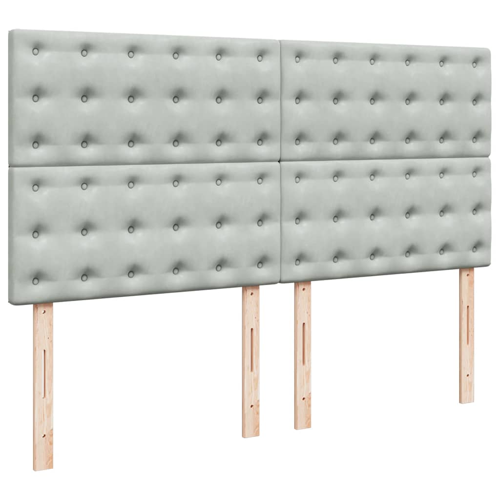 kontinentalseng med madras 200x200 cm fløjl lysegrå
