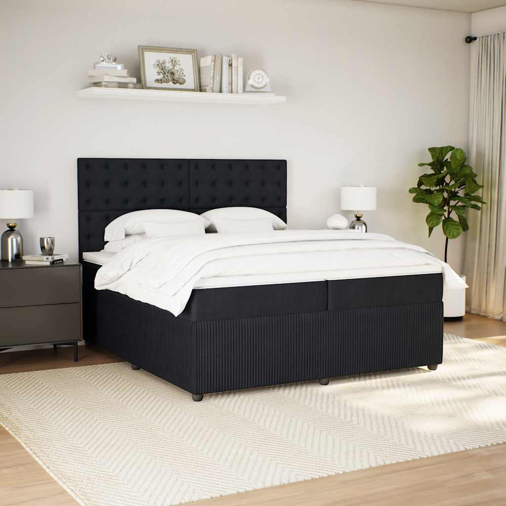 kontinentalseng med madras 200x200 cm fløjl sort