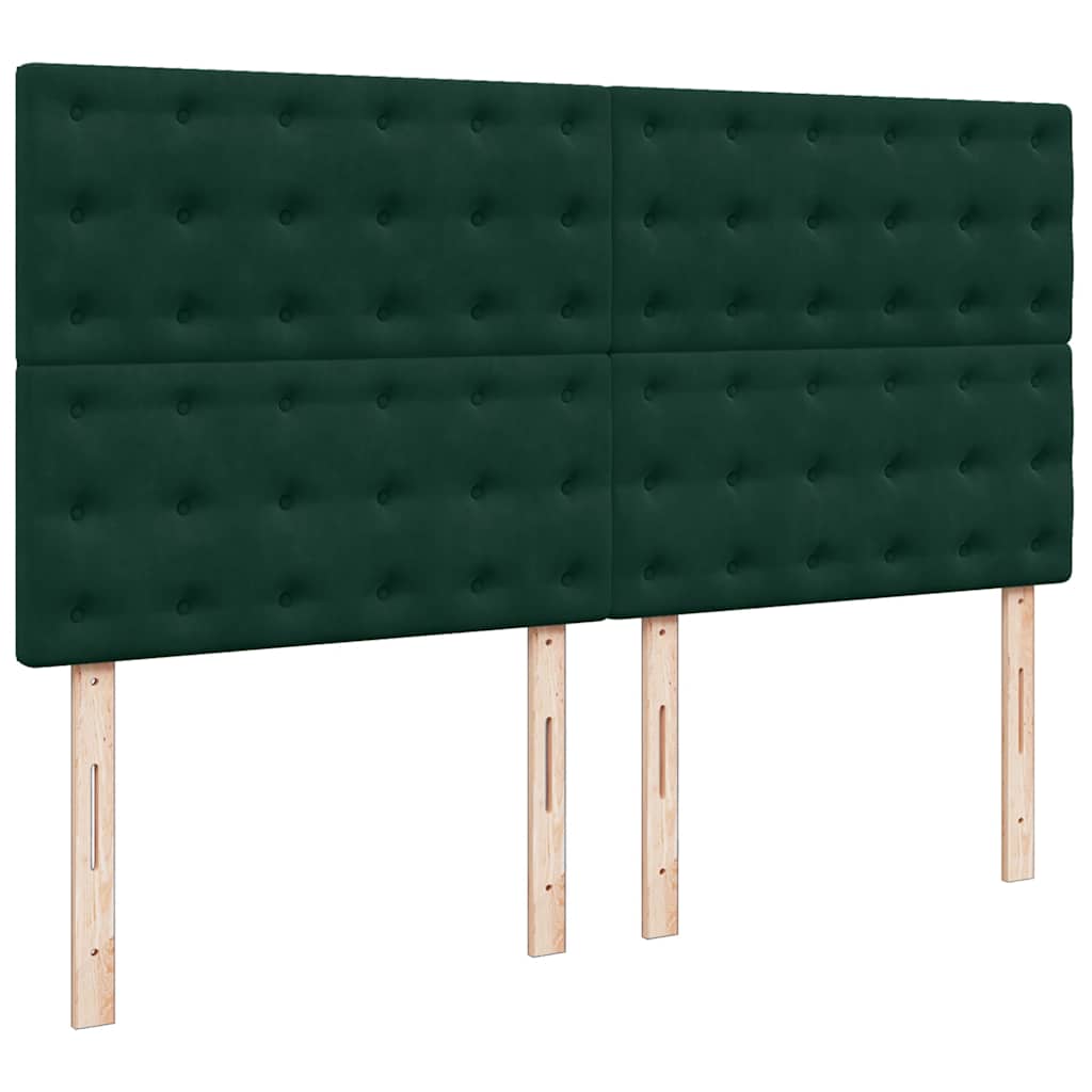 kontinentalseng med madras 200x200 cm fløjl mørkegrøn