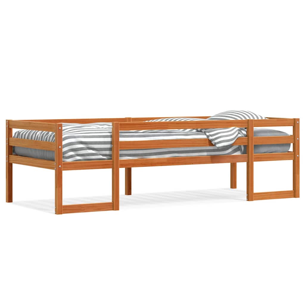sengeramme til juniorseng 90x200 cm massivt fyrretræ gyldenbrun