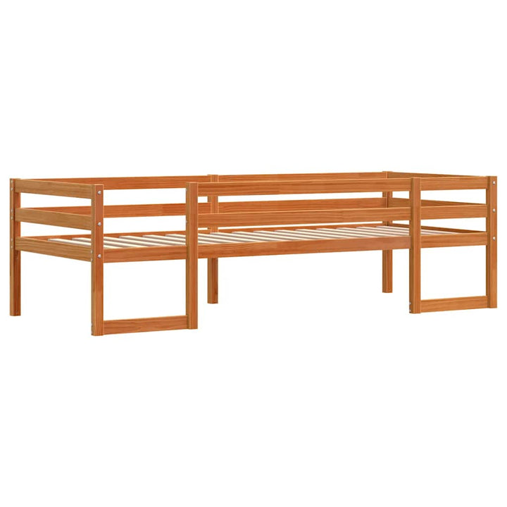 sengeramme til juniorseng 90x200 cm massivt fyrretræ gyldenbrun