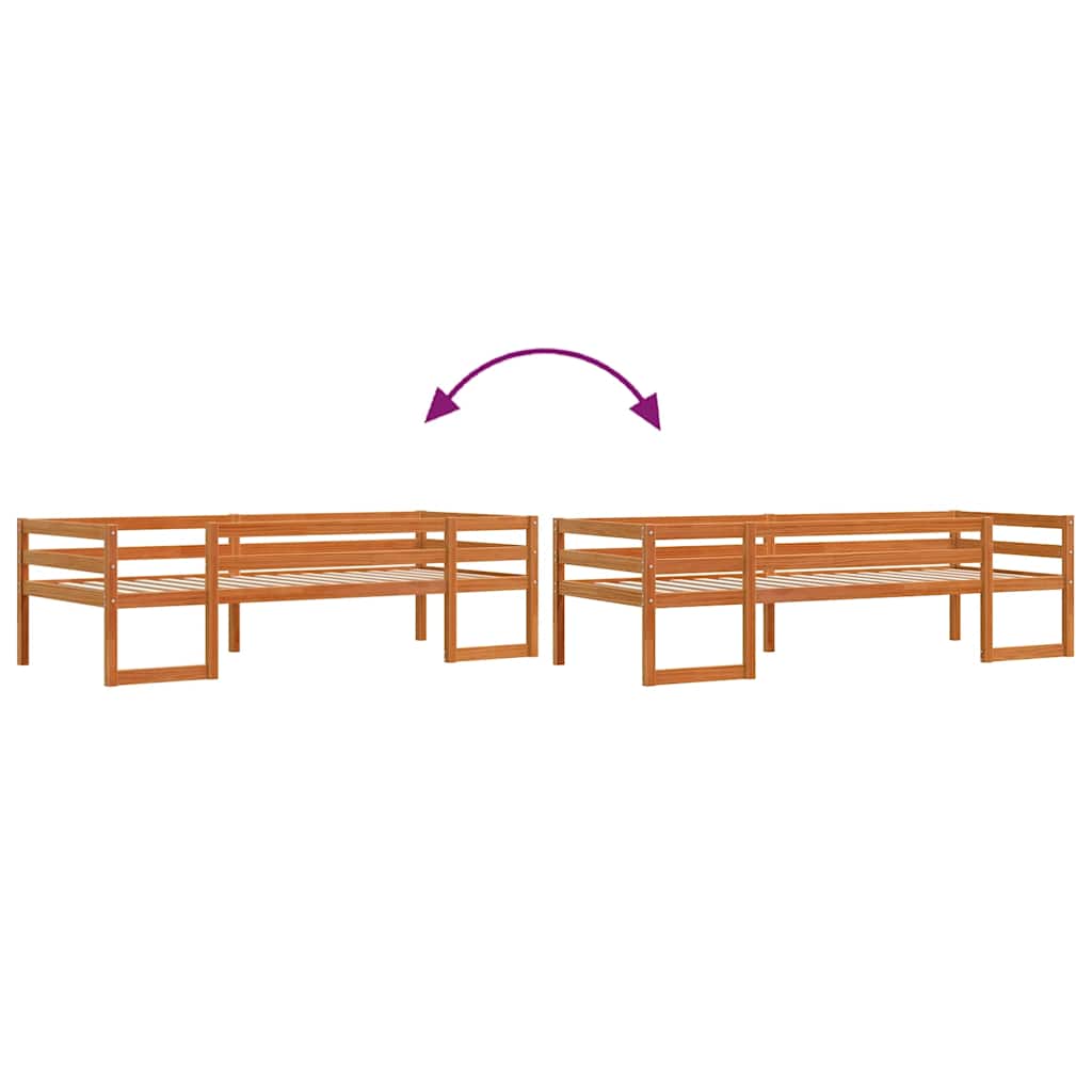 sengeramme til juniorseng 90x200 cm massivt fyrretræ gyldenbrun
