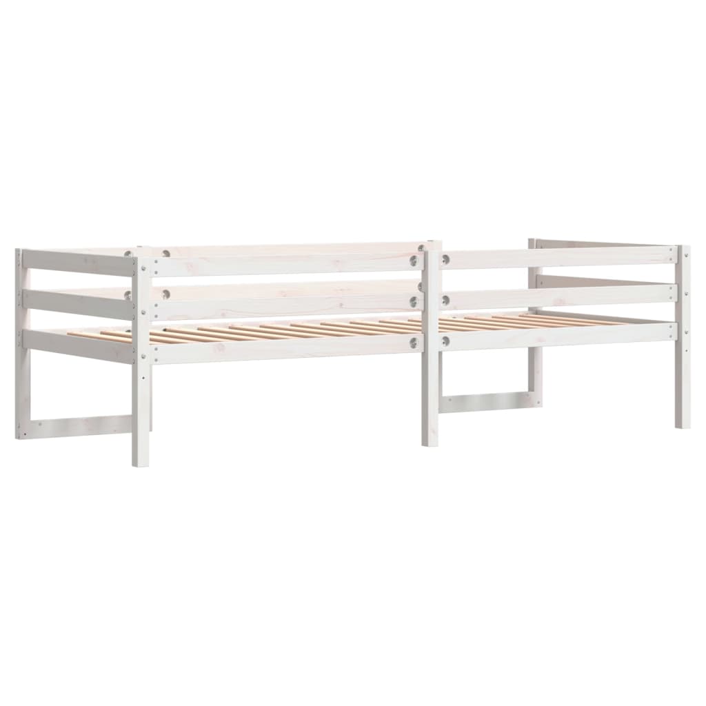 sengeramme til juniorseng 90x190 cm massivt fyrretræ hvid