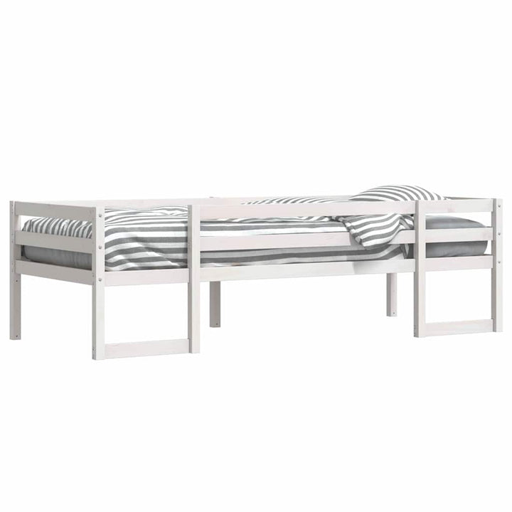 sengeramme til juniorseng 75x190 cm massivt fyrretræ hvid